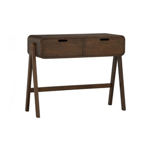 High Quality Walnut Finish Rubberwood Narrow Entryway Table with 2 Storage <b>Drawers</b> for Living Room <b>Small</b> Apartment and Entryway - Product Image 1