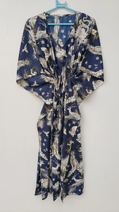 Robe Kaftan d'été sans manches en coton à imprimé floral tropical pour femme - Tenue décontractée de plage et de détente - Naaz Textile fabriqué au Rajasthan - Product Image 2
