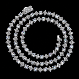Wholesale Price Black and White Round Cut Moissanite Diamond Full Iced Man's and Women's Made Classic Link <b>Chain</b> <b>Necklace</b> - Product Image 3