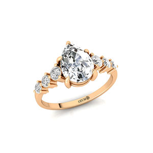 Anillo de Diamante Solitario Cultivado en Laboratorio, Corte Pera, 2 Quilates, Color D, Oro Sólido de 14K/18K, 6 Diamantes Sintéticos Amarillos, Certificado IGI - Product Image 4