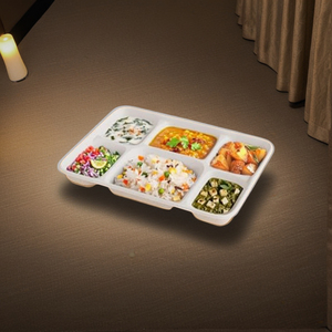 Nuevo Plato Biodegradable de Caña de Azúcar para Comida Combinada y Distribución de Snacks, Platos de Comida con 6 Compartimentos para Cafeterías y Hoteles - Product Image 5