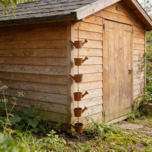 Chaîne de pluie élégante en cuivre pour arrosoir de plantes, idéale pour l'accentuation esthétique des jardins extérieurs et la gestion écologique de l'eau, provenant d'Inde. - Product Image 2