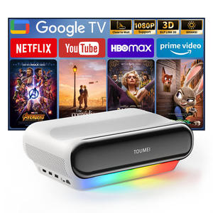 โปรเจคเตอร์ฉายภาพระยะใกล้พิเศษ Smart Ultra Short Throw รองรับความละเอียด 1080P 4K โปรเจคเตอร์ DLP พร้อม WiFi โฟกัสอัตโนมัติ MEMC ระบบ Android สำหรับดูหนังในห้องนอน - Product Image 1