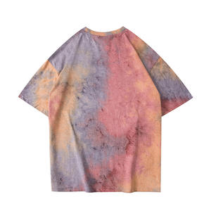 เสื้อยืดผ้าฟลีซคุณภาพสูง 100% คอตตอน ลายมัดย้อม สไตล์ลำลอง ทรงโอเวอร์ไซส์ แขนสั้น เสื้อสปริง คอกลม ทรงหลวม ใส่ได้ทั้งชายและหญิง - Product Image 3