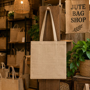 Premium Natural Jute Tote <b>Bag</b> with <b>Long</b> Shoulder Handles Reusable Eco Friendly Shopping Grocery Beach Travel Gift Carryall - Product Image 4