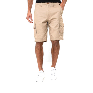 Shorts cargo kaki pour hommes, taille mi-haute, fermeture boutonnée, vêtements décontractés avec poches latérales, tissu en coton respirant - Product Image 1