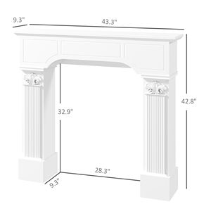 Cornice per Caminetto Elettrico Barocco Bianca Autoportante 110 cm L x 109 cm A, Set Accessori - Product Image 3