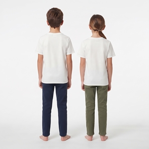 Customizable White Crew Neck Short Sleeve T-Shirt Regular Fit Breathable Solid Color Unisex Leisure Top for <b>Kids</b> - Product Image 3