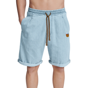 Short en jean coupe droite vintage pour homme, coupe bootcut, bleu clair, séchage rapide, taille mi-haute, hiver - Product Image 4