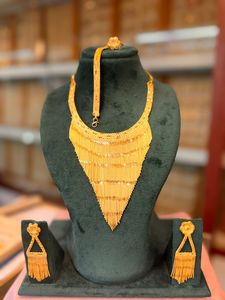 24 Carat Elegant Gold Plated Brass Necklace Earring Ring <b>Bracelet</b> <b>Set</b> Vintage Intricate Design with Zircon for Wedding Party - Product Image 5