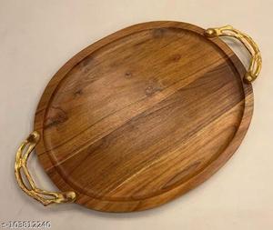 Plato DE SERVICIO DE MADERA rectangular moderno, bandeja de madera de acacia maciza ecológica, venta al por mayor, natural y grabado - Product Image 5