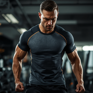 เสื้อยืดกีฬาแบบรัดรูป แห้งเร็ว ระบายอากาศดี เหมาะสำหรับการฝึกซ้อมและออกกำลังกาย กระชับพอดีตัว  รับผลิตแบบ OEM ODM ตามความต้องการ - Product Image 4