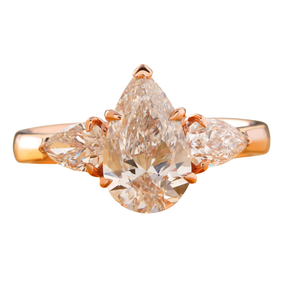 Bague de fiançailles en diamant de laboratoire taille poire 1,55 carat, or 14 carats, VVS-VS DEF, solitaire taille ovale, bague de mariée VS1, or jaune et blanc - Product Image 1