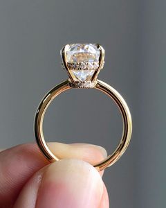 แหวนเพชรทรงรี 3 กะรัต Iced Jewelz ขายดี ชุบทองคำขาว 14K สำหรับเธอ พร้อมใบรับรอง IGI - Product Image 3