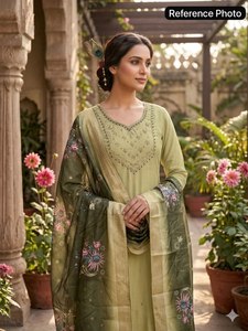 Premium Exclusive Collection Festive Ethnic Clothing & Accessories Cotton Silk Fabric Kurti With Pant for Girls Office Wear Suit - Product Image 3