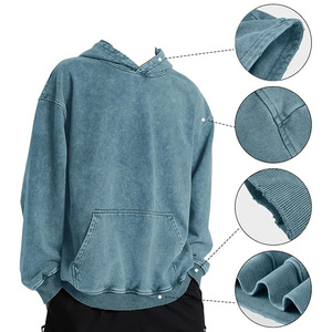 Oversized Hoodie <b>Men</b> <b>Hoodies</b> <b>For</b> <b>Men</b> Pullover Acid Wash Hoodie Denim Hoodie Vintage Sweatshirt Heavyweight Hoodie <b>Men</b> - Product Image 4