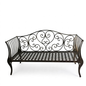 Traditional Cast Wrought Iron <b>2</b>-<b>Seater</b> Sofa <b>Set</b> Durable Outdoor Furniture Waterproof <b>Garden</b> Couch - Product Image 1