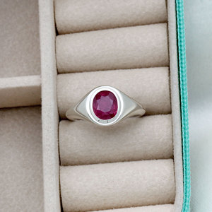Wholesale 925 Sterling Silver Natural <b>Ruby</b> Round Cut <b>Ring</b> for <b>Men</b> Women Bezel set <b>Ring</b> Red Gemstone Statement Jewelry Wholesale - Product Image 2