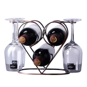 Moderno Estante Metálico para Vino con Capacidad para 3 Botellas y Soporte para Copas, Decoración para Comedor, Estantes para Vino Hechos a Mano - Product Image 1