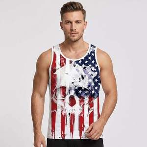 Men's Tank <b>Top</b> American Flag <b>Skull</b> Print Breathable Anti-Pilling 160g Street Style O-Neck Sleeveless <b>Top</b> 100% Cotton Gym <b>Tops</b> - Product Image 3