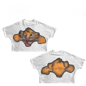 Women Crop Top T Shirt GSM premium cotton breathable white graphic print front <b>back</b> screen print logo Breathable Crop Tot shirt - Product Image 2