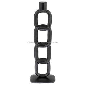 Traditional <b>black</b> iron <b>candle</b> <b>holder</b> with long lasting finished for holiday decor romantic evenings and elegant interiors - Product Image 1