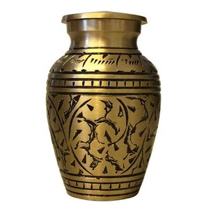 Urna Funeraria de Estilo Árabe Dorada para Adultos con Diseños Personalizables, Tamaño Pequeño, Recuerdo para Cenizas de Seres Queridos, Urna Vintage - Product Image 1