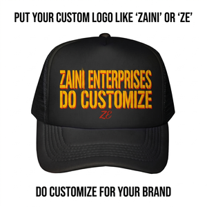 Gorra Trucker de 5 Paneles, Negra, de Poliéster con Espuma Premium de 220 GSM, Parte Trasera de Malla, Logotipo Impreso Personalizado, Visera Curva - Product Image 1