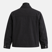 Veste de travail en jean noir sur mesure pour hommes, veste en jean zippée en coton, fabricant OEM ODM, marque privée