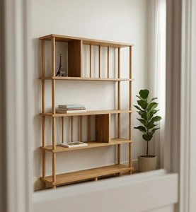 <b>Modern</b> Wooden Cubby <b>Shelf</b> 4-Tier Freestanding Bookcase Minimalist Design Living Room Home Furniture - Product Image 2