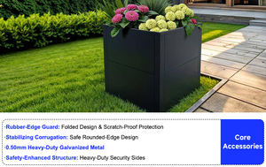 Lits surélevés pour plantation de jardin Lit de jardin surélevé ondulé galvanisé extérieur avec couvercle et étagère de rangement - Product Image 6