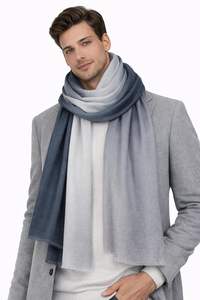 Écharpe de luxe pour femme en cachemire et laine fine VIC, ombrée 3 tons, respirante, taille 70x200cm, pour usage quotidien/hiver en extérieur - Product Image 3