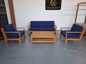 Outdoor Teak Wood Minimalist Garden <b>Sofa</b> <b>Set</b> with Waterproof Cushion Patio & Hotel Use <b>Sofa</b> Chair Table - Product Image 4