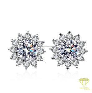 Pendientes de tuerca rosas de primera calidad cultivados en laboratorio, diseño de halo redondo, chapados en plata 925, joyería fina, regalo nupcial para boda - Product Image 2