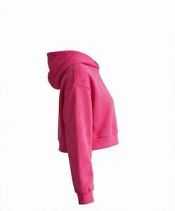 เสื้อฮู้ดครอปผู้หญิง สีชมพูสดใส เนื้อผ้านุ่มแบบฟลีซ สวมใส่สบาย ทรงหลวม แขนยาว  ไซส์ตามสั่ง พร้อมสกรีนโลโก้ - Product Image 4
