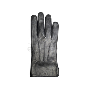 Black Sheepskin Leather <b>Gloves</b> Designed For Men Wrist Length Plain Style Daily Use Durable Comfortable Cold Weather <b>Gloves</b> - Product Image 3