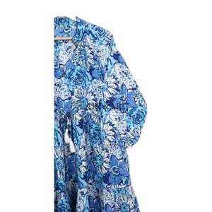 เดรสทรงเอไลน์ผ้าฝ้ายพิมพ์ลายด้วยมือ เป็นมิตรกับสิ่งแวดล้อม ระบายอากาศได้ดี  สำหรับผู้หญิง สไตล์ลำลอง - Product Image 6