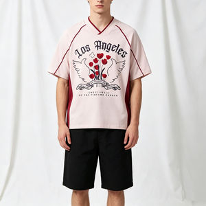 T-shirt Homme Oversize Col V Manches Courtes Color Block Bordure Contrastante Sportif Tricoté Polyester Uni Noir Blanc - Product Image 2