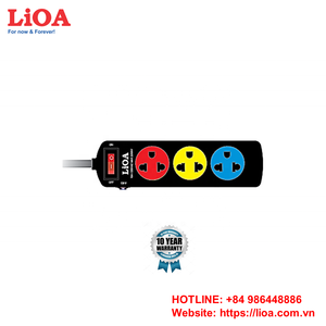 LiOA 3SND3.2.10 2200W/10A Interruptor de enchufe de extensión sin conexión a tierra negro Enchufe común Reino Unido EE. UU. UE AU 3 salidas Longitud del cable de 3 metros - Product Image 2