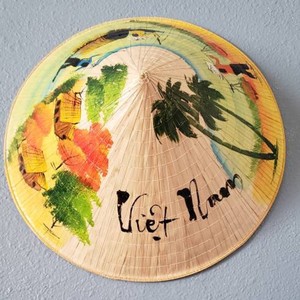 Natural cone shaped <b>hats</b> breathable design leaf straw <b>hat</b> non la with painted art for sale - Product Image 3