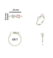 Bague de luxe chrétienne Toi-et-Moi en or 14 carats avec émeraude de laboratoire et diamant de laboratoire en forme de cœur sertis clos, bijoux fins
