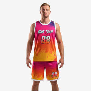 Custom Sublimated Basketball Jersey Men Sleeveless Tank Top With Gradient Color Print Quick Dry <b>Athletic</b> Fit Basketball Uniform - Product Image 2