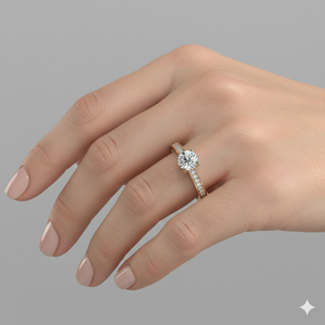 Anillo de Compromiso con Diamante Cultivado en Laboratorio, Oro de 14K, Corte Redondo, Banda Pavé, Fabricante de Joyería Personalizada, OEM, ODM - Product Image 2