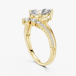 Elegant Elara Rose Pear Helix 18K <b>Gold</b> Lab Grown Diamonds Sophisticated Spiral Design Luxury Womens <b>Vintage</b> Engagement <b>Ring</b> - Product Image 3