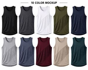Débardeur pour homme, uni, sportif, à séchage rapide, col rond, respirant, tricoté, 100% polyester, coupe ajustée - Product Image 6