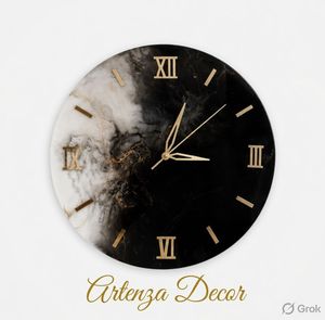 Handmade Modern Quartz Analog Resin <b>Wall</b> <b>Clock</b> Round Hand Painted Roman Numeral 30cm <b>Wall</b> <b>Decor</b> for Home - Product Image 4