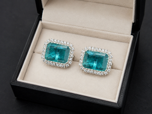 Mancuernillas de Aguamarina Personalizadas al por Mayor para Hombre, Acabado en Oro y Plata, Accesorios para Camisa de Novio - Product Image 1