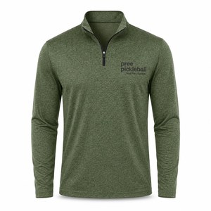 Camiseta Deportiva Personalizada para Hombre, Verde, con Cierre de Cremallera, Manga Larga, Absorbente de Humedad, Corte Regular, para Verano - Product Image 1