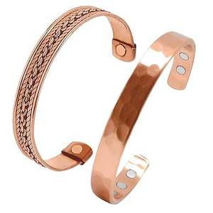 Unisex Elegant Handcrafted Copper Brass Jewelry Premium Quality Handmade <b>Bangles</b> with Chains Fashion Accessory - Product Image 2