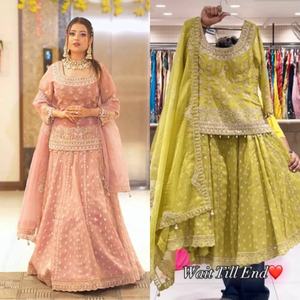 Nouvelle robe de mariée indienne exclusive en georgette lourde avec broderie, séchage rapide, lehenga choli, dupatta, ensemble 3 pièces pour femmes - Product Image 3